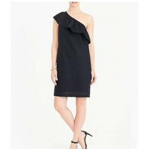 NWT J. Crew linen ONE-SHOULDER DRESS BLACK SMALL